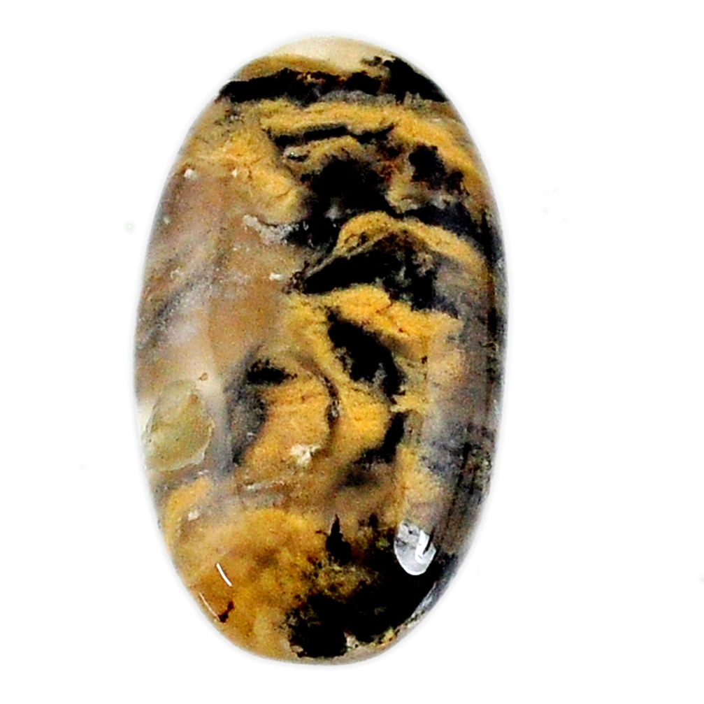 Natural 12.40cts tiger dendritic opal yellow 23x12.5 mm loose gemstone s20268