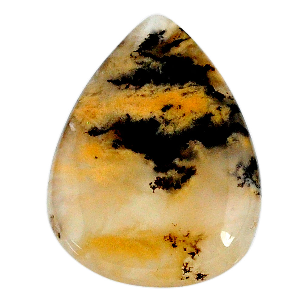 Natural 16.30cts tiger dendritic opal yellow 25x18 mm pear loose gemstone s20276