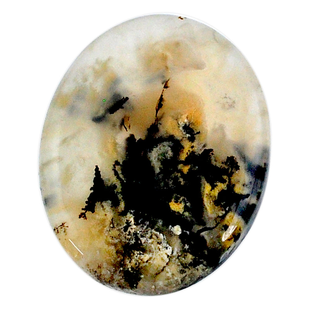 Natural 20.15cts tiger dendritic opal yellow 26x20 mm oval loose gemstone s20267