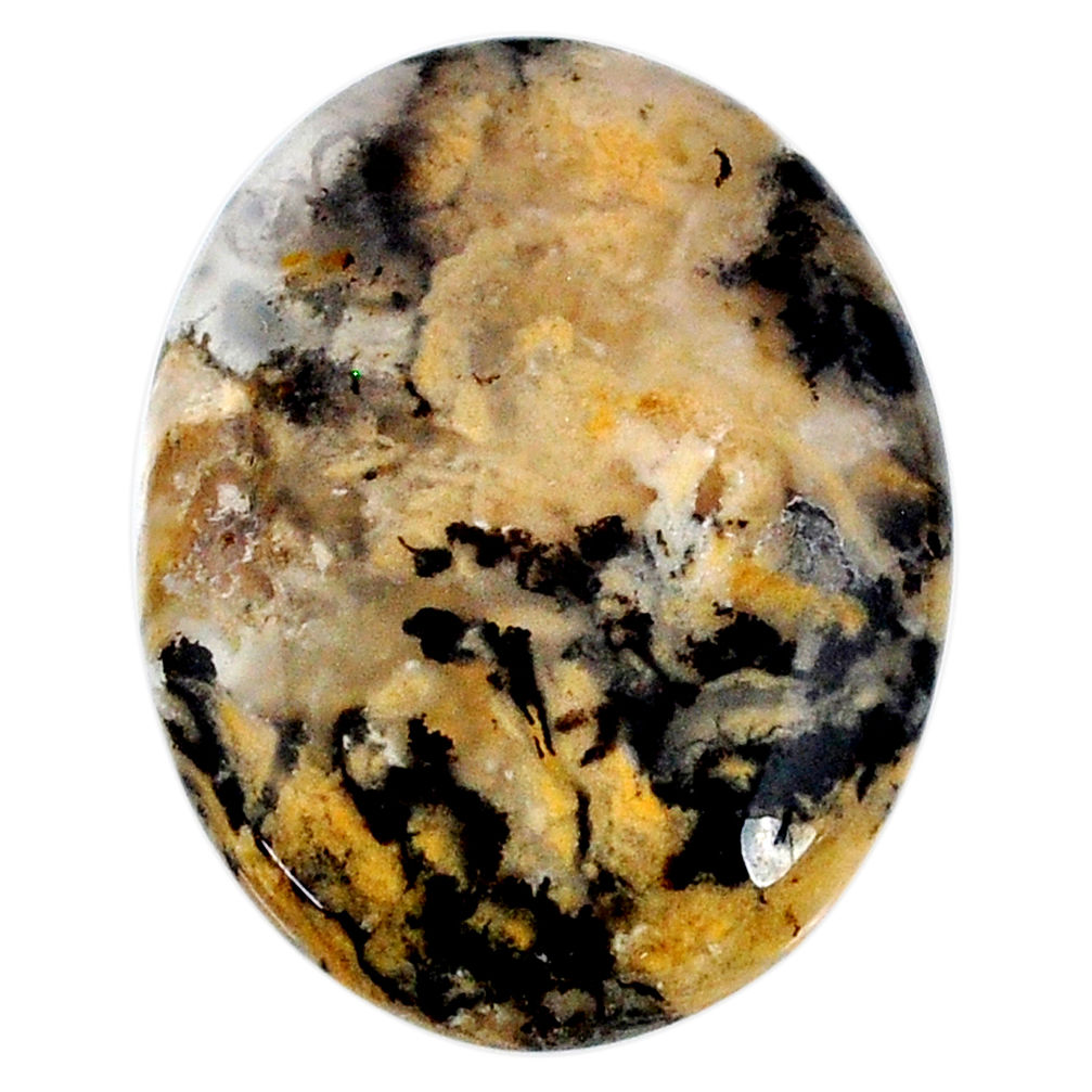 Natural 23.15cts tiger dendritic opal yellow 28x21.5 mm loose gemstone s20243