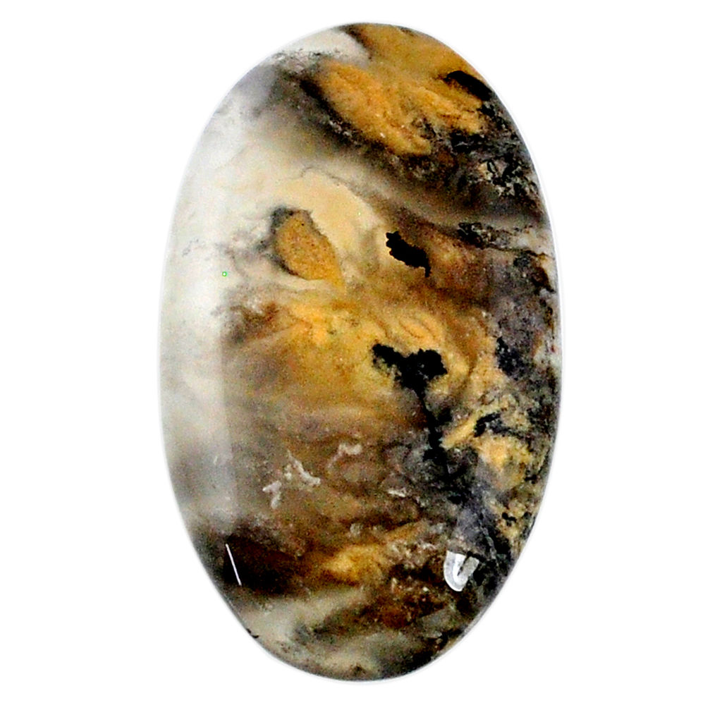 Natural 21.20cts tiger dendritic opal yellow 29x17 mm oval loose gemstone s20266