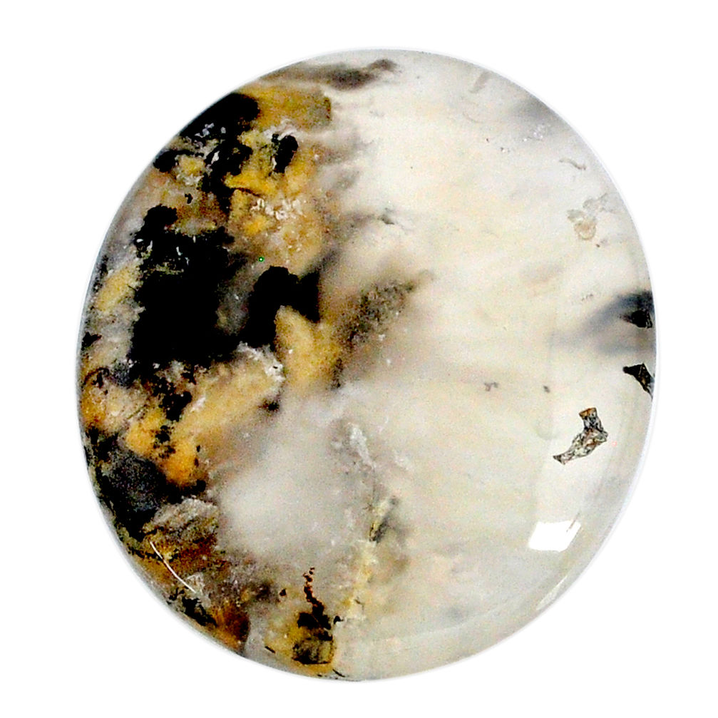 Natural 34.45cts tiger dendritic opal yellow 29x25 mm oval loose gemstone s20249