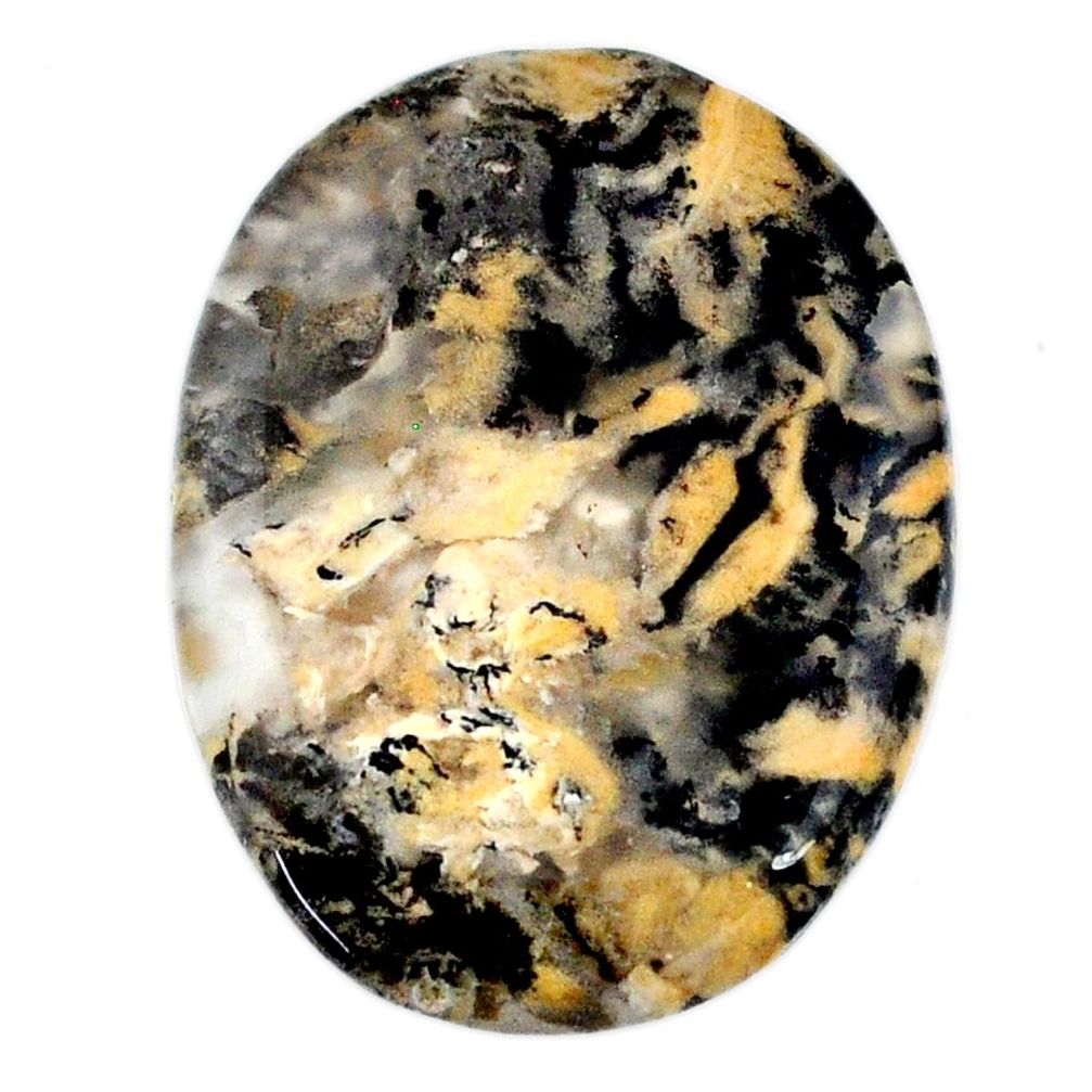 Natural 23.45cts tiger dendritic opal yellow 30x22 mm oval loose gemstone s20247