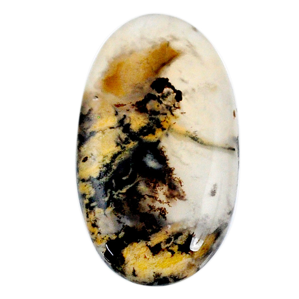 Natural 24.45cts tiger dendritic opal yellow 31x17 mm oval loose gemstone s20261