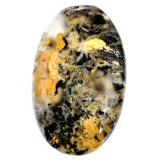 Natural 24.30cts tiger dendritic opal yellow 31x18 mm oval loose gemstone s20278