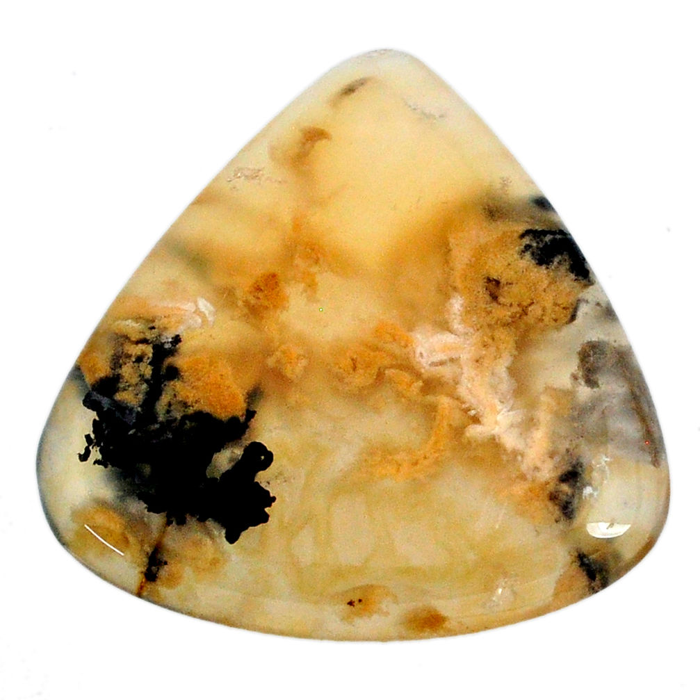 Natural 34.30cts tiger dendritic opal yellow 32x31mm heart loose gemstone s20254