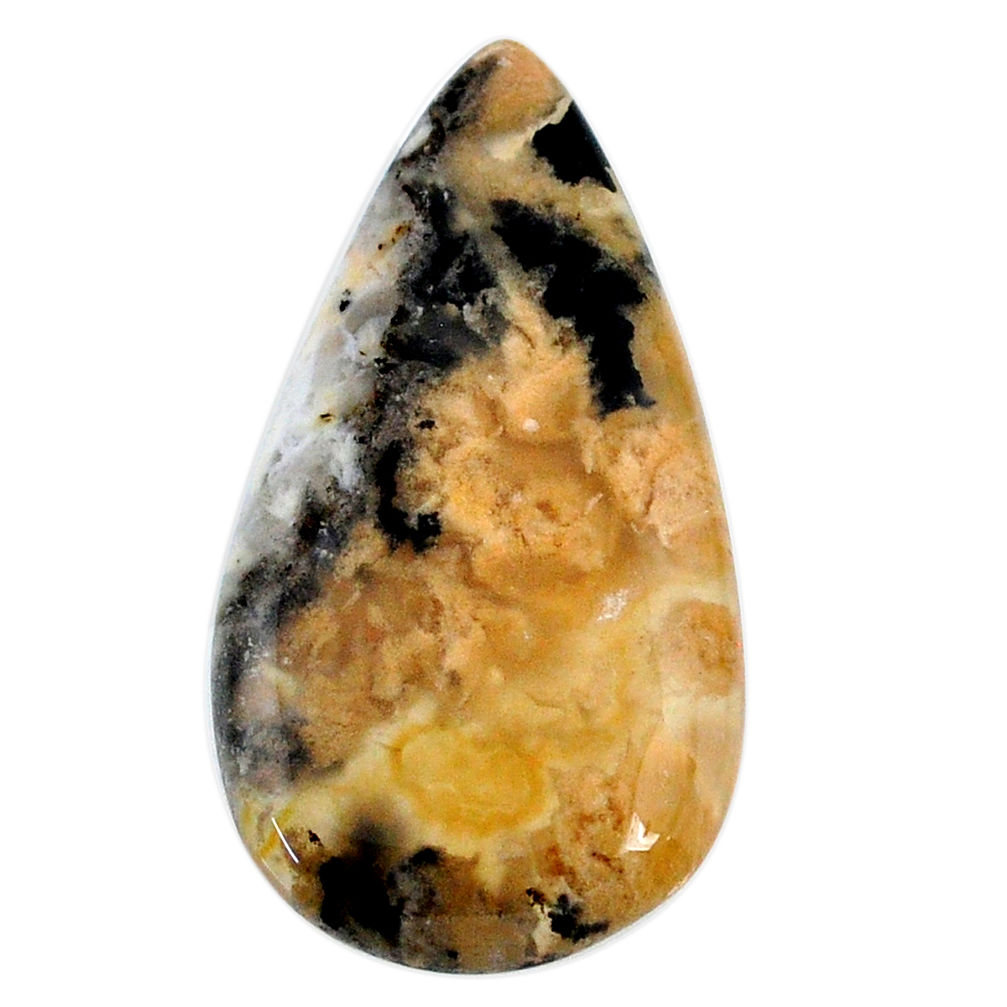 Natural 19.30cts tiger dendritic opal yellow 33.5x17.5 mm loose gemstone s20272