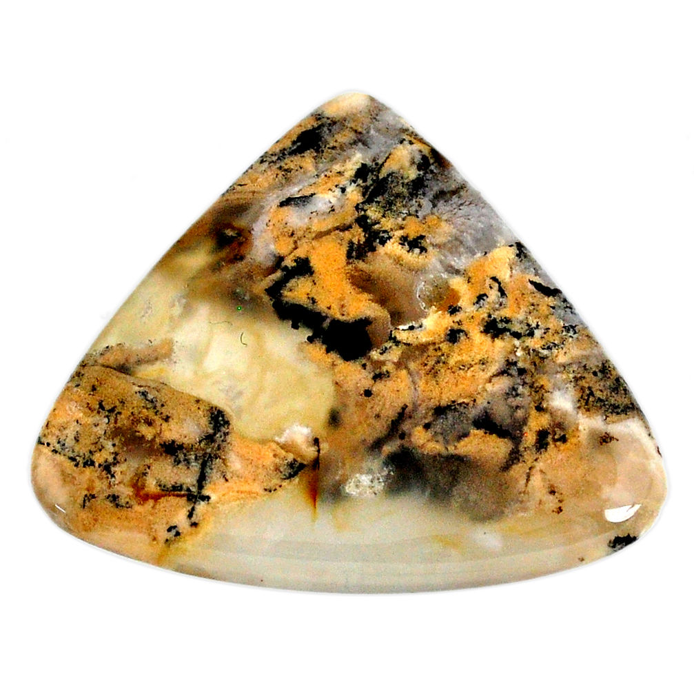 Natural 32.35cts tiger dendritic opal yellow 35x30mm heart loose gemstone s20255