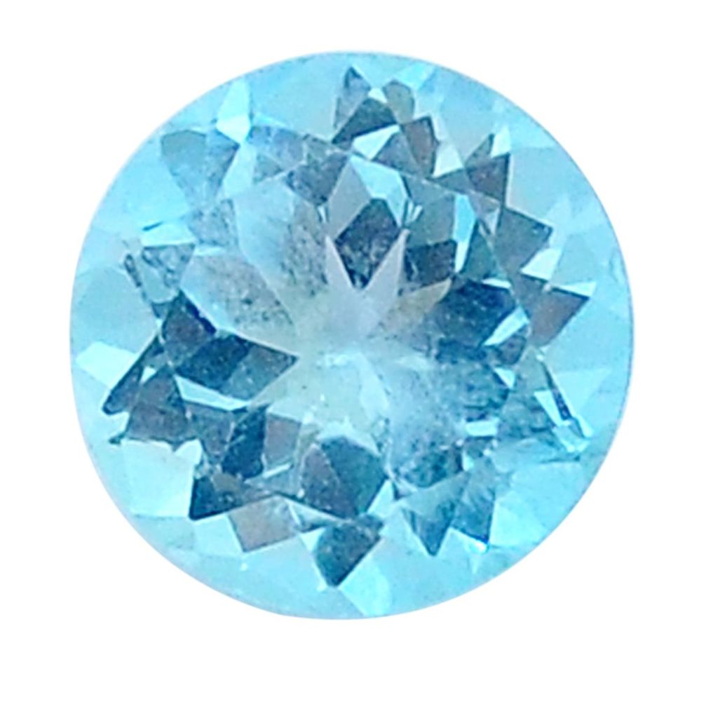 Natural 7.95cts topaz blue faceted 12x12 mm round loose gemstone s27983
