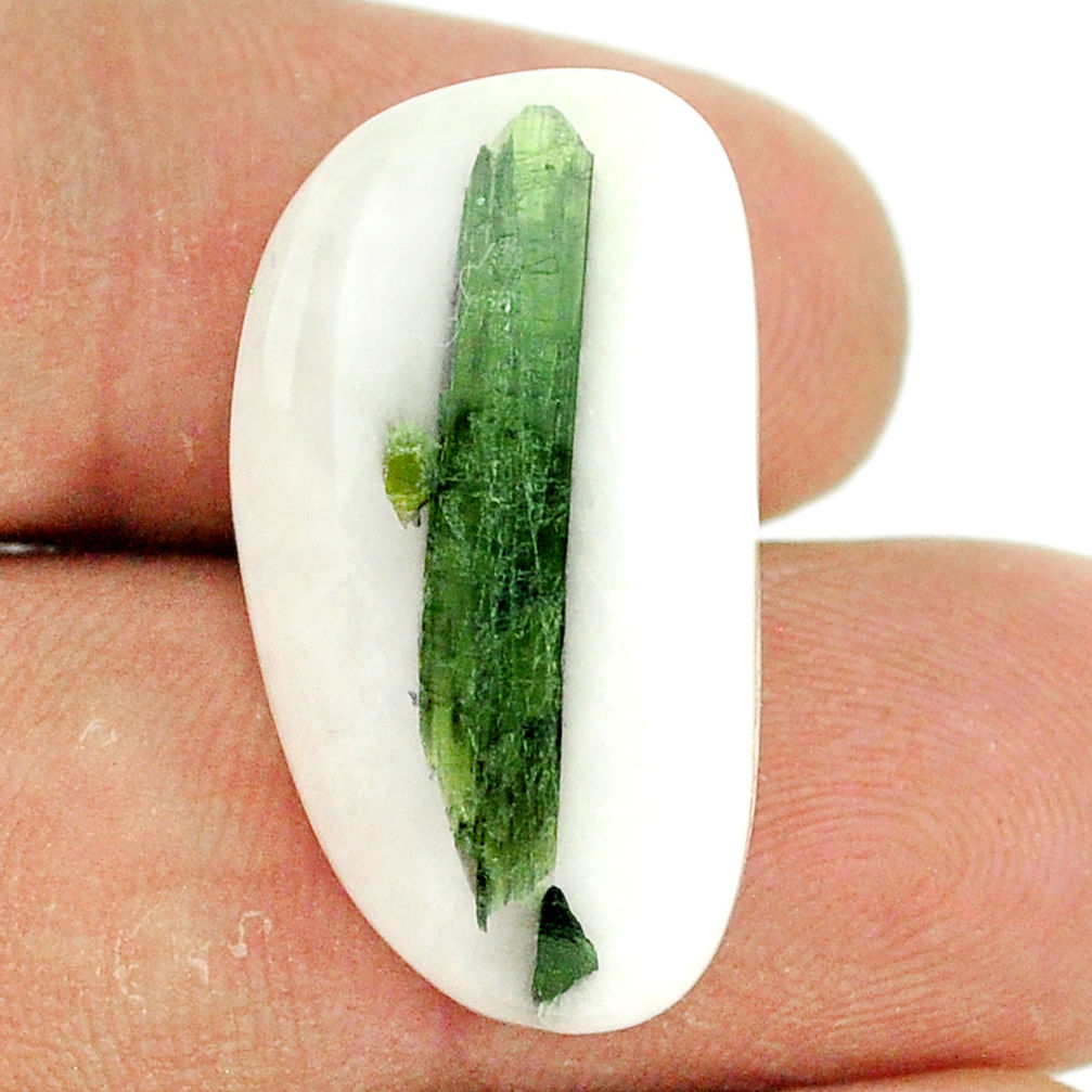 Natural 27.40cts tourmaline in quartz green 26.5x15 mm loose gemstone s22131