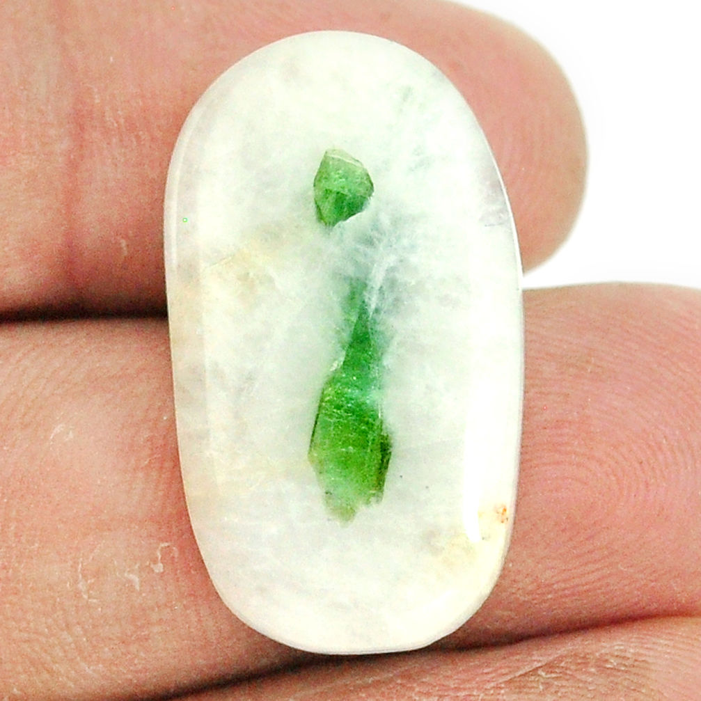 Natural 19.30cts tourmaline in quartz green 27.5x15 mm loose gemstone s22123