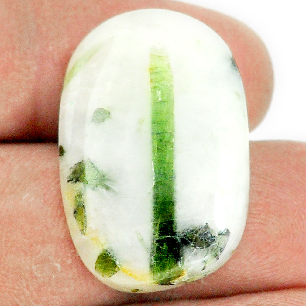 Natural 27.40cts tourmaline in quartz green 27x18 mm fancy loose gemstone s22133