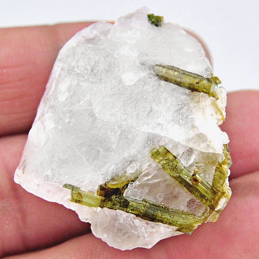 Natural 32.40cts tourmaline in quartz green rough 22x19 mm loose gemstone s19045