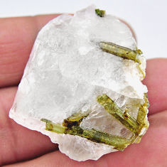 Natural 32.40cts tourmaline in quartz green rough 22x19 mm loose gemstone s19045