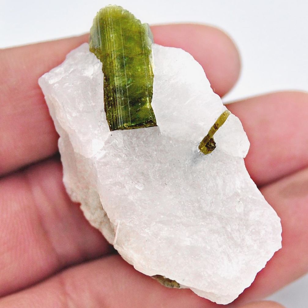 Natural 137.25cts tourmaline in quartz green rough 46x22mm loose gemstone s19047