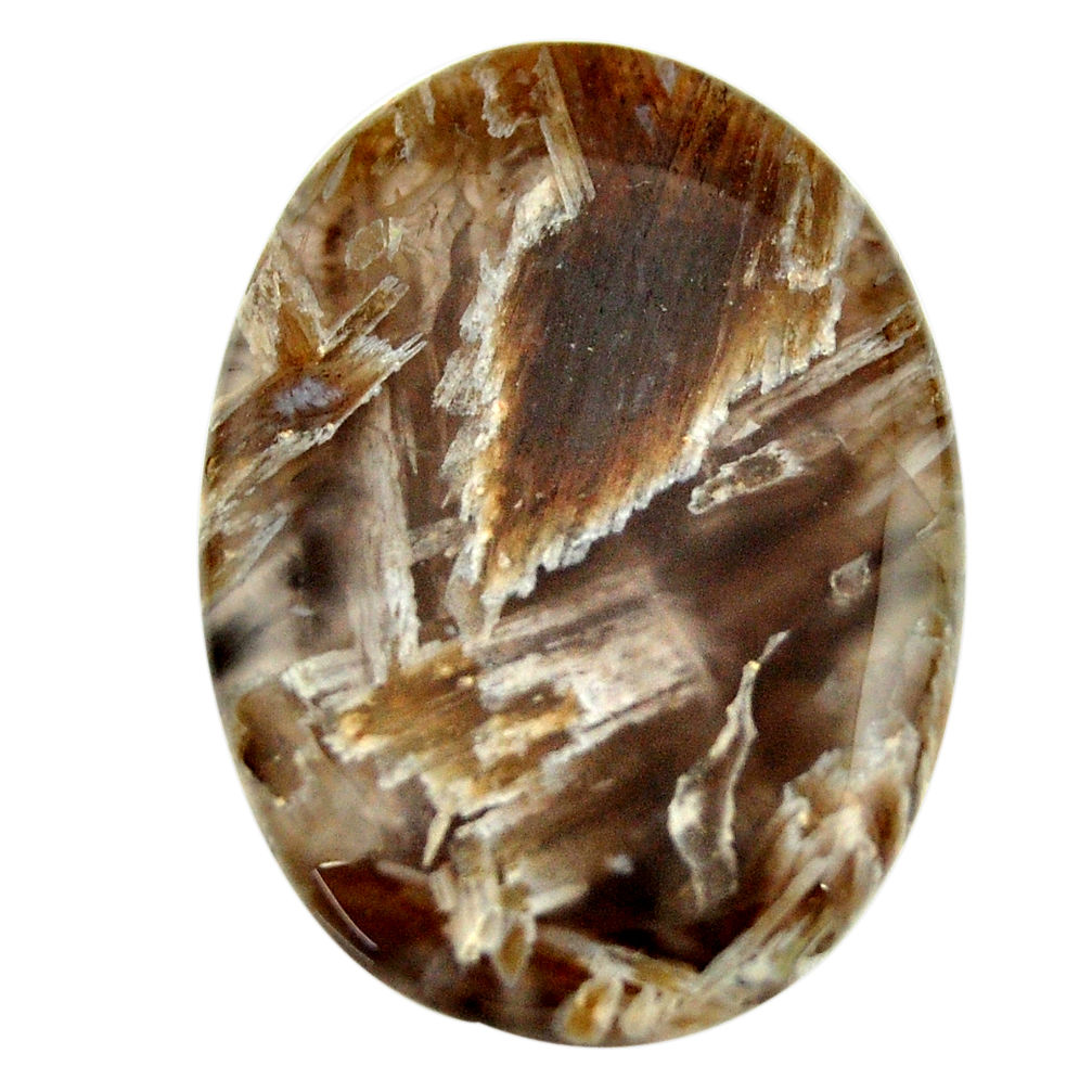 Natural 34.45cts turkish stick agate brown 35x25 mm oval loose gemstone s16964