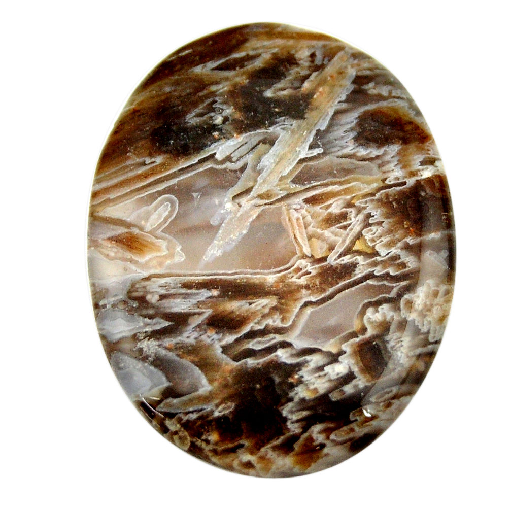 Natural 40.10cts turkish stick agate brown 35x26 mm oval loose gemstone s16968