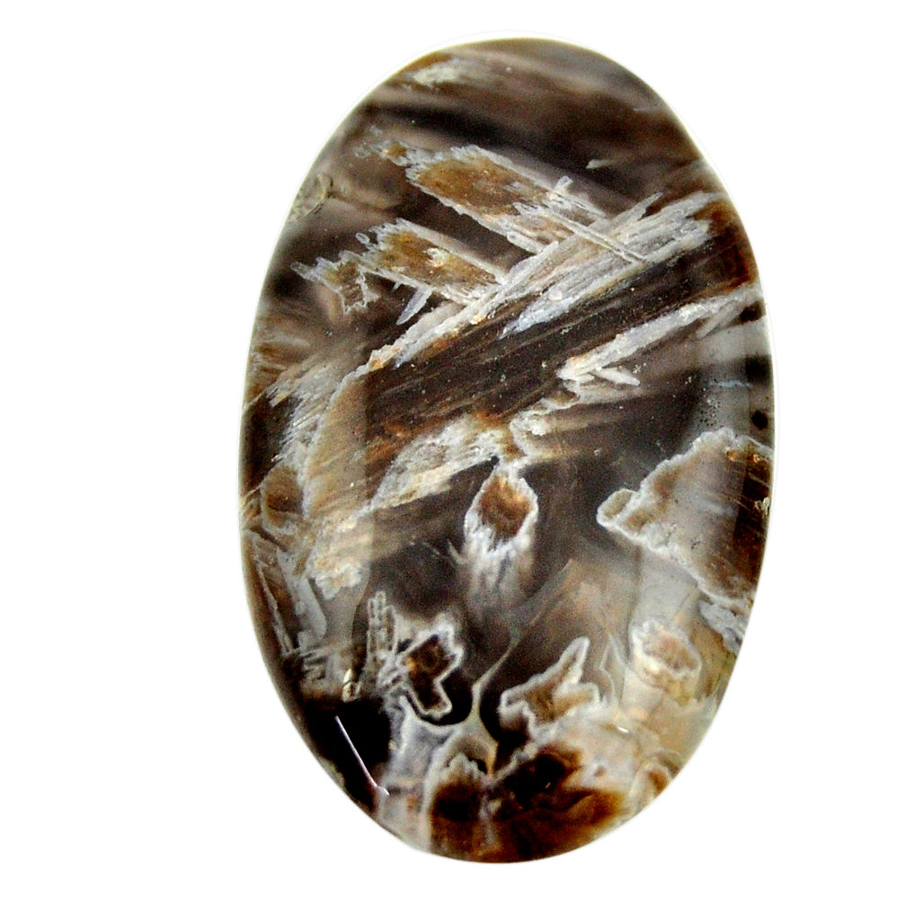 Natural 36.30cts turkish stick agate brown 36.5x22 mm oval loose gemstone s16963