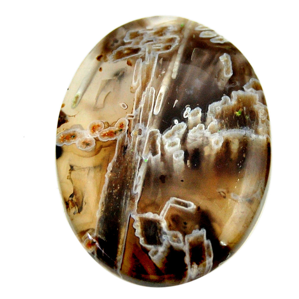Natural 42.40cts turkish stick agate brown 36x27 mm oval loose gemstone s16969