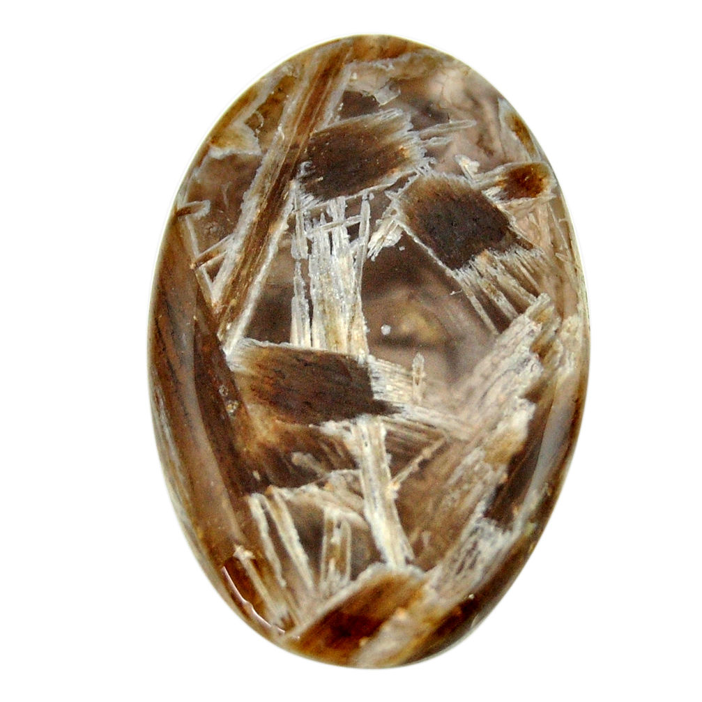 Natural 29.45cts turkish stick agate brown 37.5x24 mm oval loose gemstone s16980
