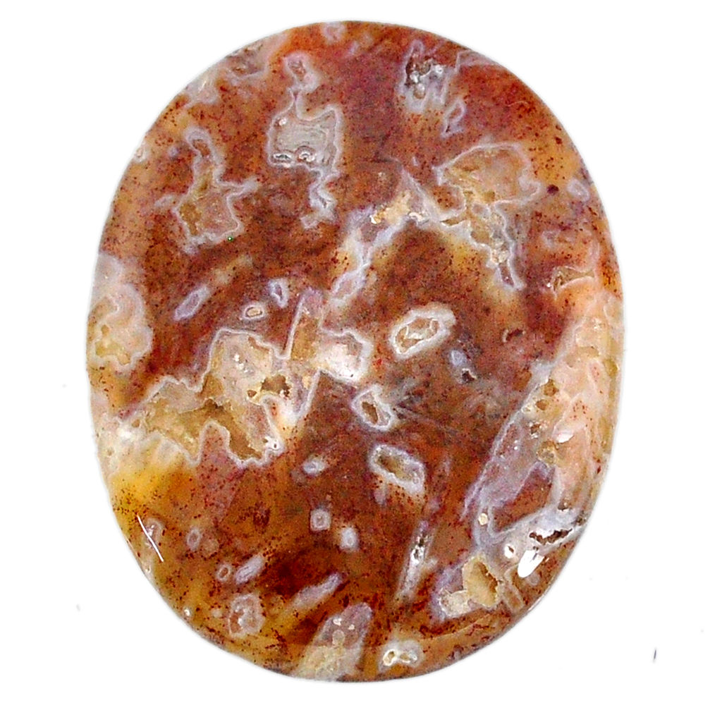 Natural 49.35cts turkish stick agate brown 38x30 mm oval loose gemstone s20660