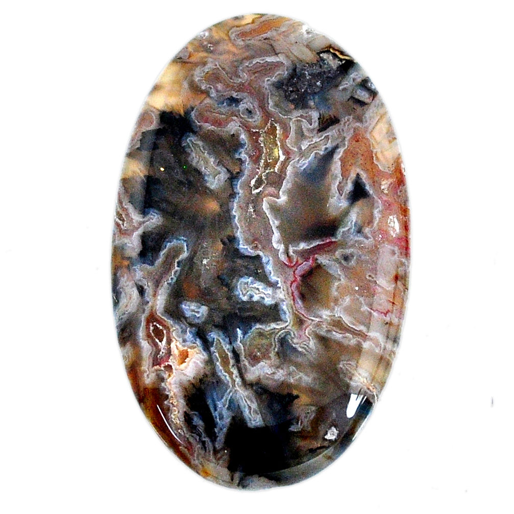 Natural 42.35cts turkish stick agate brown 42x25 mm oval loose gemstone s20653