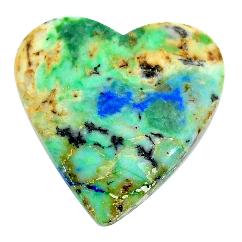 Natural 21.30cts turquoise azurite cabochon 21x20mm heart loose gemstone s21312