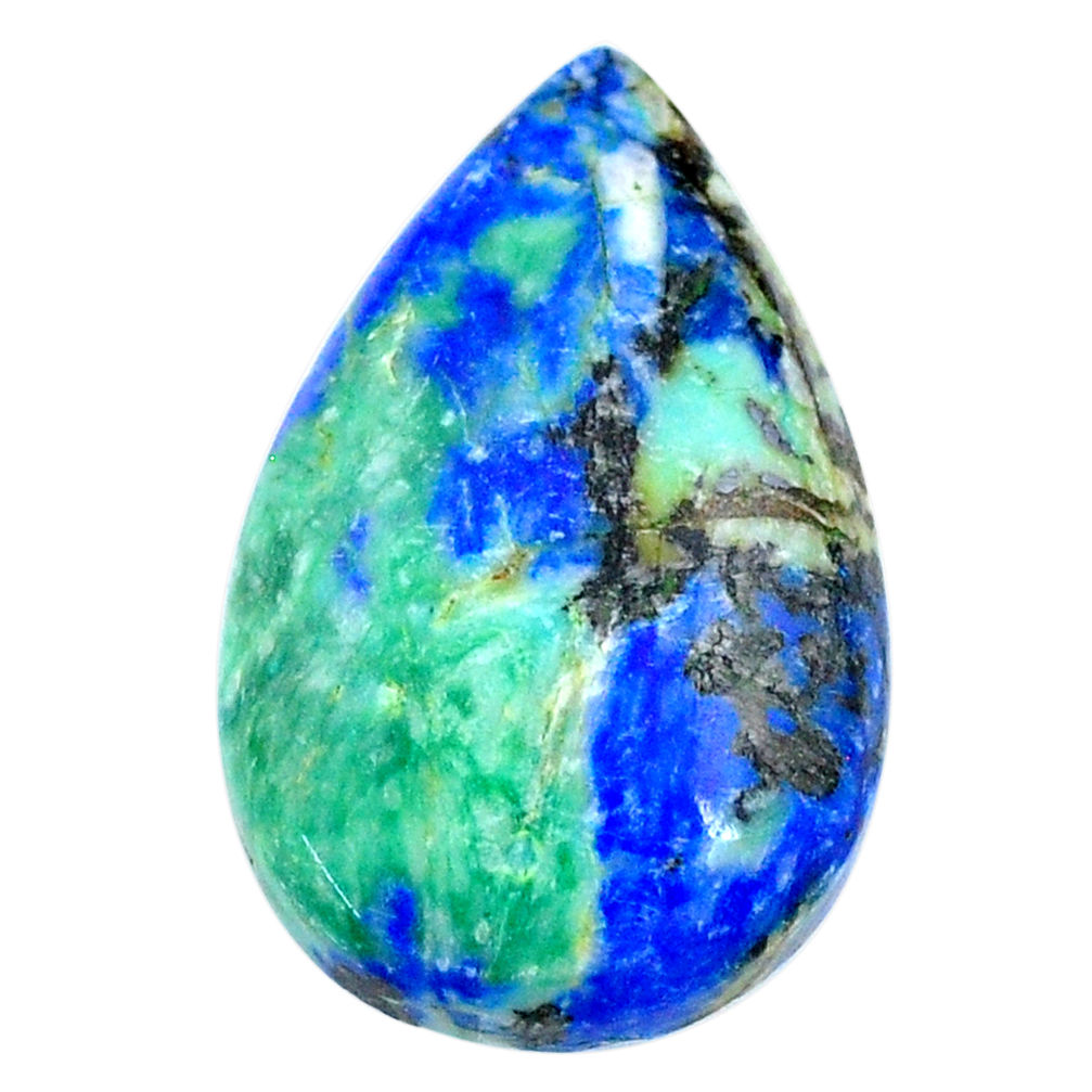 Natural 28.25cts turquoise azurite cabochon 25x16mm pear loose gemstone s21310