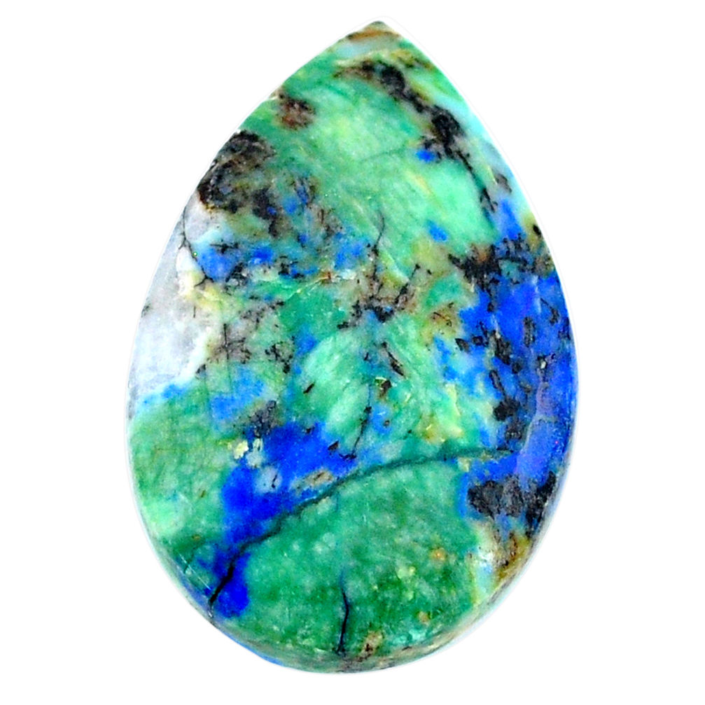 Natural 22.40cts turquoise azurite cabochon 26x17 mm pear loose gemstone s21303