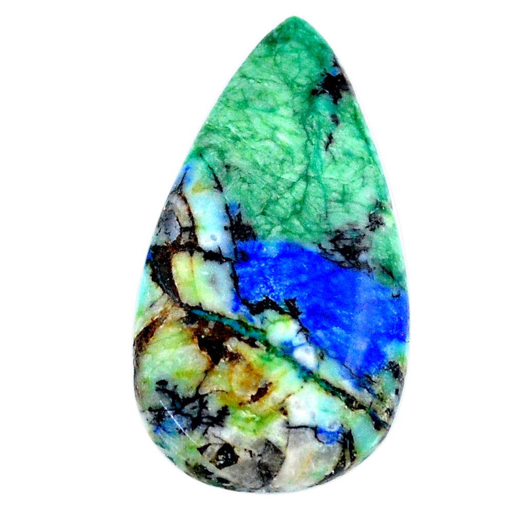 Natural 24.45cts turquoise azurite cabochon 27.5x15mm pear loose gemstone s21292