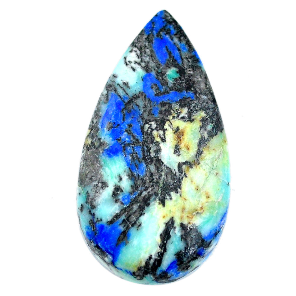 Natural 28.40cts turquoise azurite cabochon 33x17 mm pear loose gemstone s21290