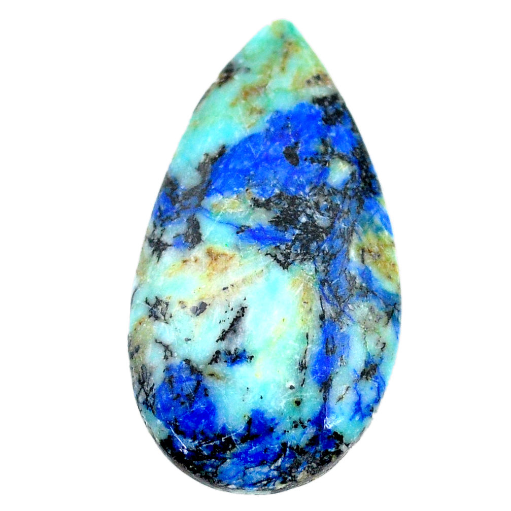 Natural 30.10cts turquoise azurite cabochon 34x18 mm pear loose gemstone s21289