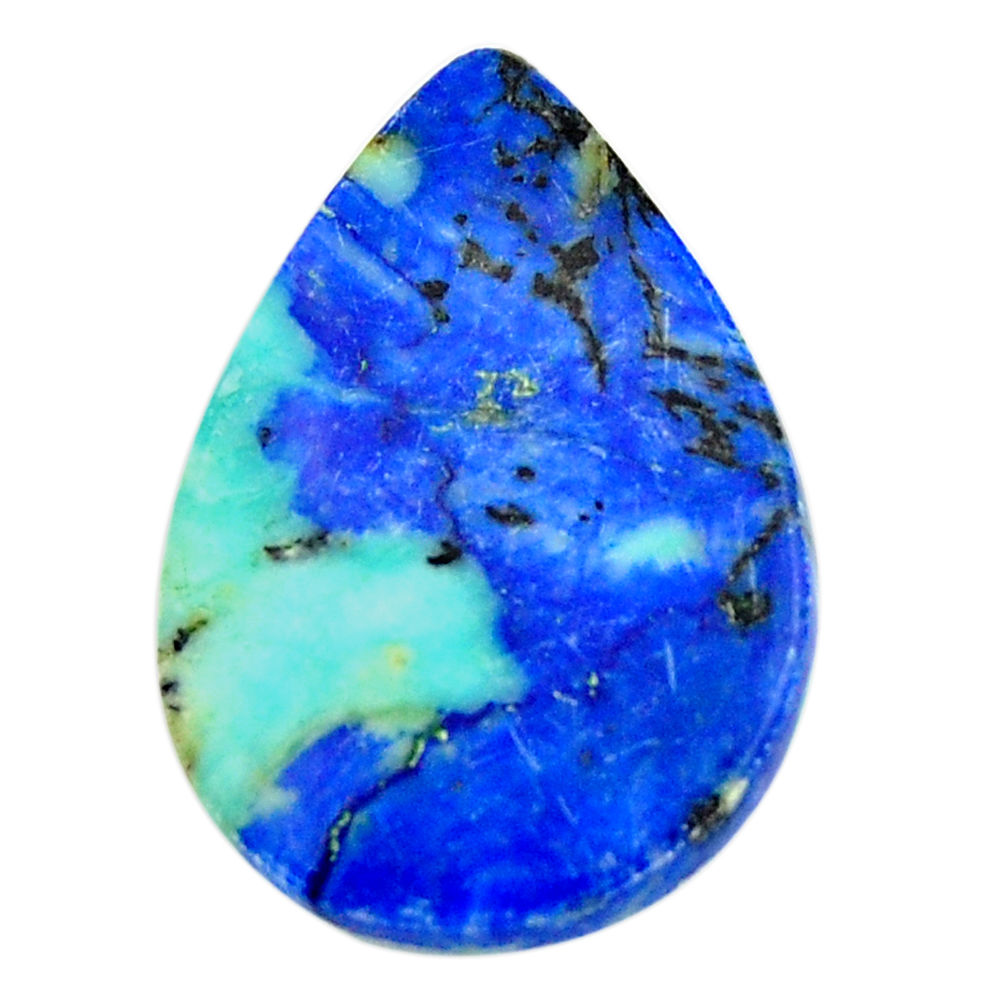 Natural 17.40cts turquoise azurite green 26x18 mm pear loose gemstone s18504