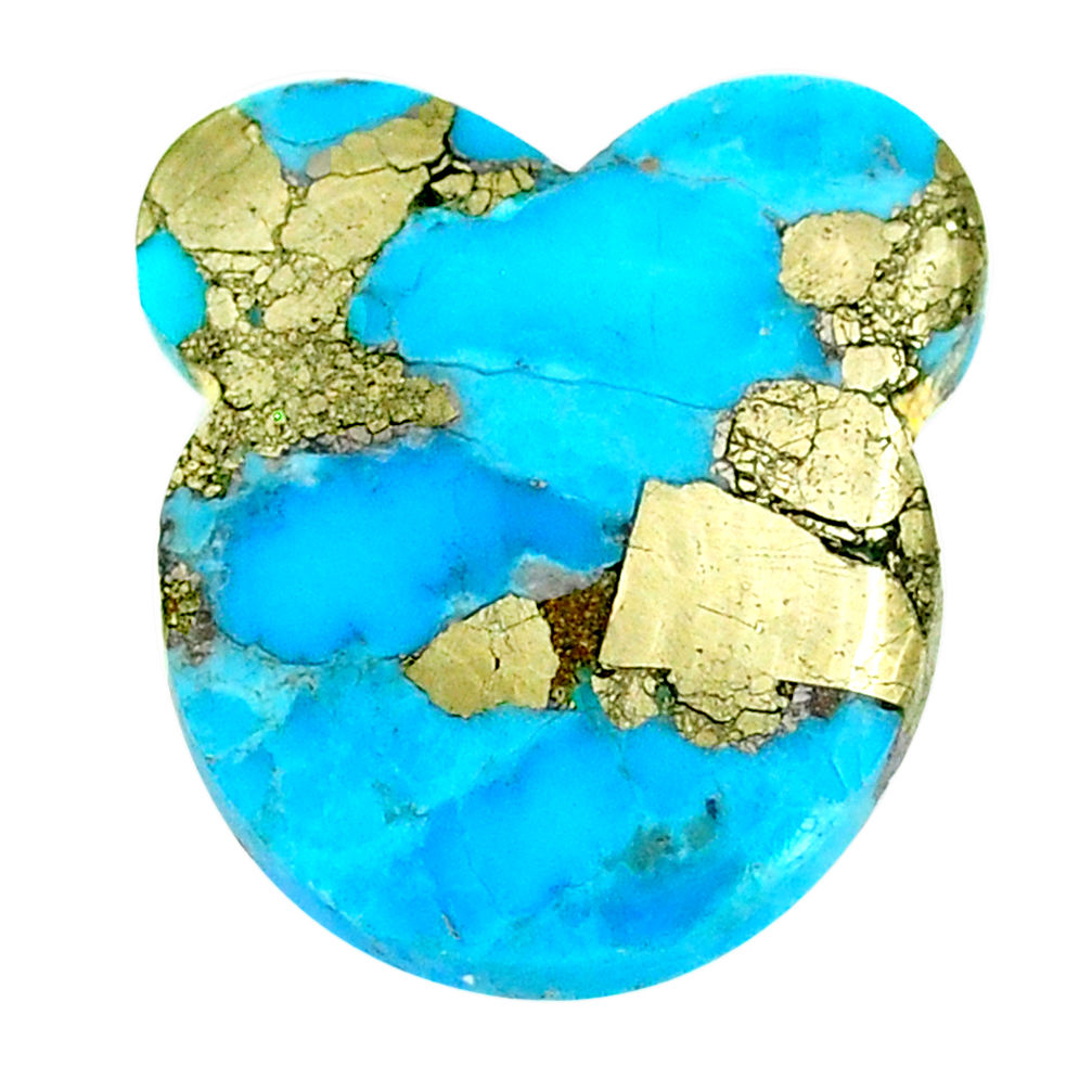 Natural 26.20cts turquoise pyrite blue 25x23 mm bunny loose gemstone s21813
