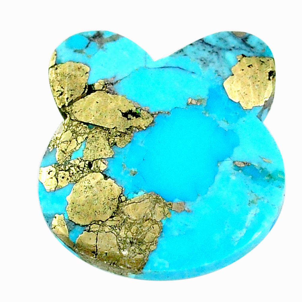 Natural 26.30cts turquoise pyrite blue 25x23.5 mm bunny loose gemstone s21809