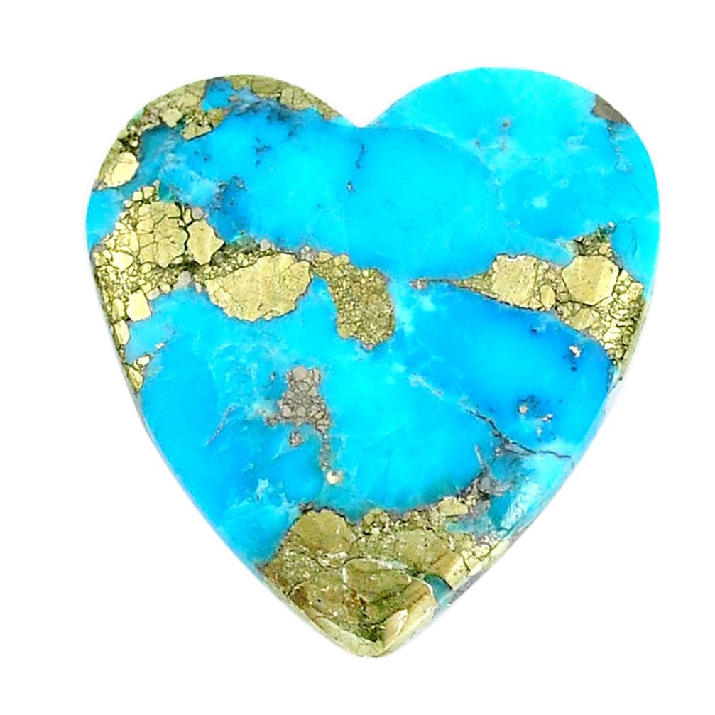 Natural 21.25cts turquoise pyrite blue 27x26 mm loose gemstone s21806