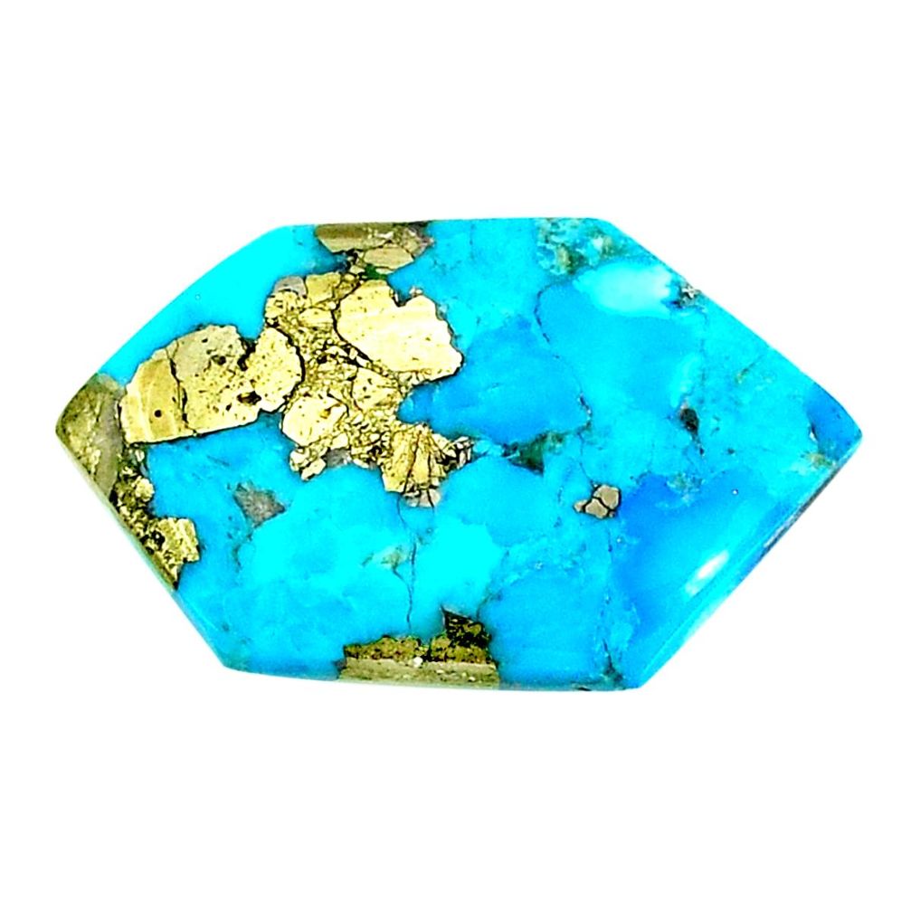 Natural 21.25cts turquoise pyrite blue 28x17 mm loose gemstone s21814