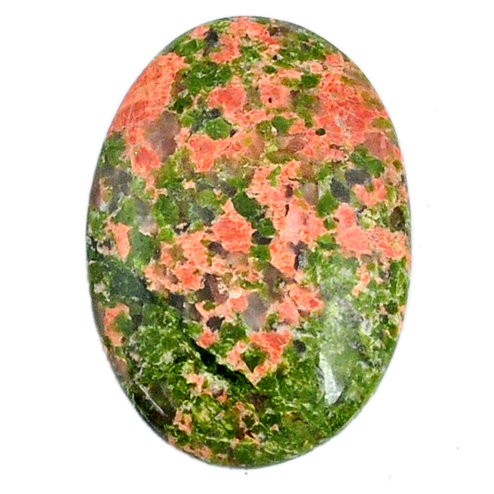 Natural 22.65cts unakite green cabochon 29x20 mm oval loose gemstone s21078