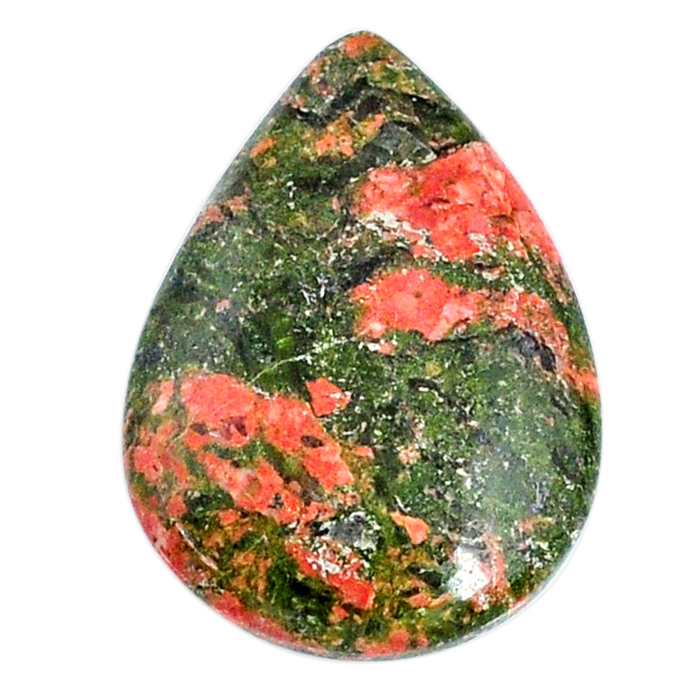 Natural 23.15cts unakite green cabochon 29x21 mm pear loose gemstone s21062
