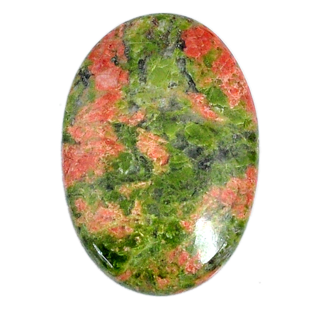 Natural 27.45cts unakite green cabochon 30x20 mm oval loose gemstone s21077