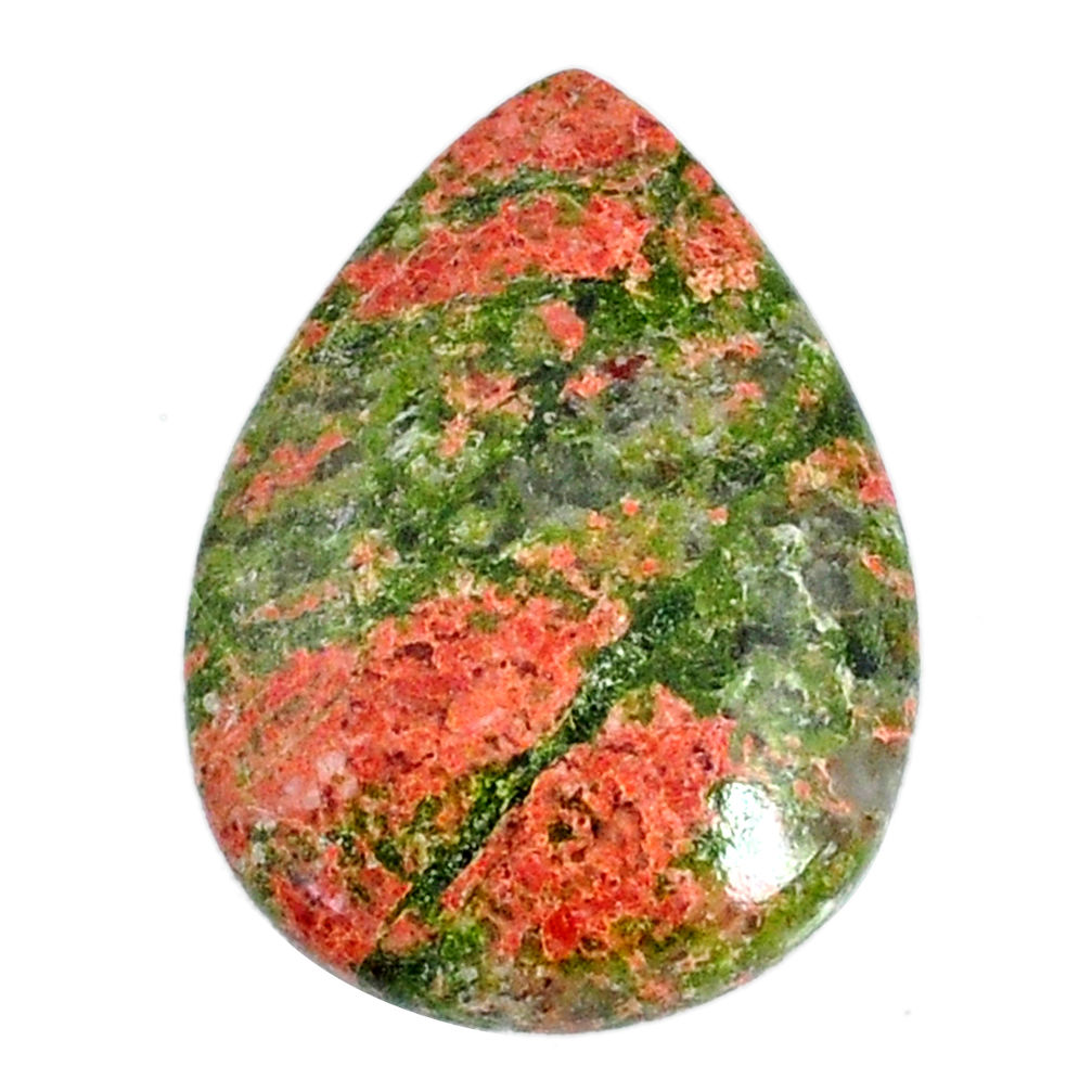 Natural 26.15cts unakite green cabochon 30x21 mm pear loose gemstone s21066