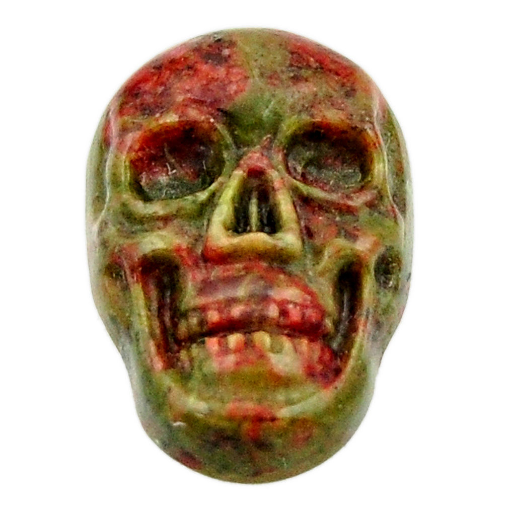 Natural 9.35cts unakite green carving 17.5x12 mm skull loose gemstone s18125