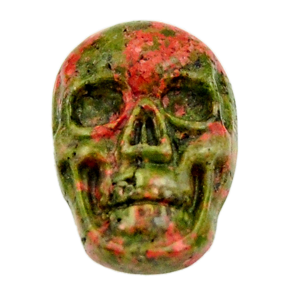 Natural 9.15cts unakite green carving 17.5x12 mm skull loose gemstone s18129