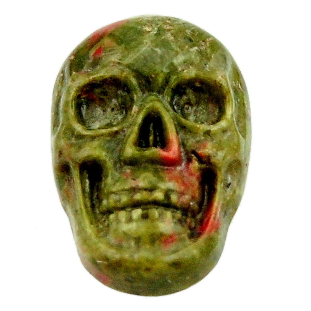 Natural 8.45cts unakite green carving 17.5x12 mm skull loose gemstone s18130