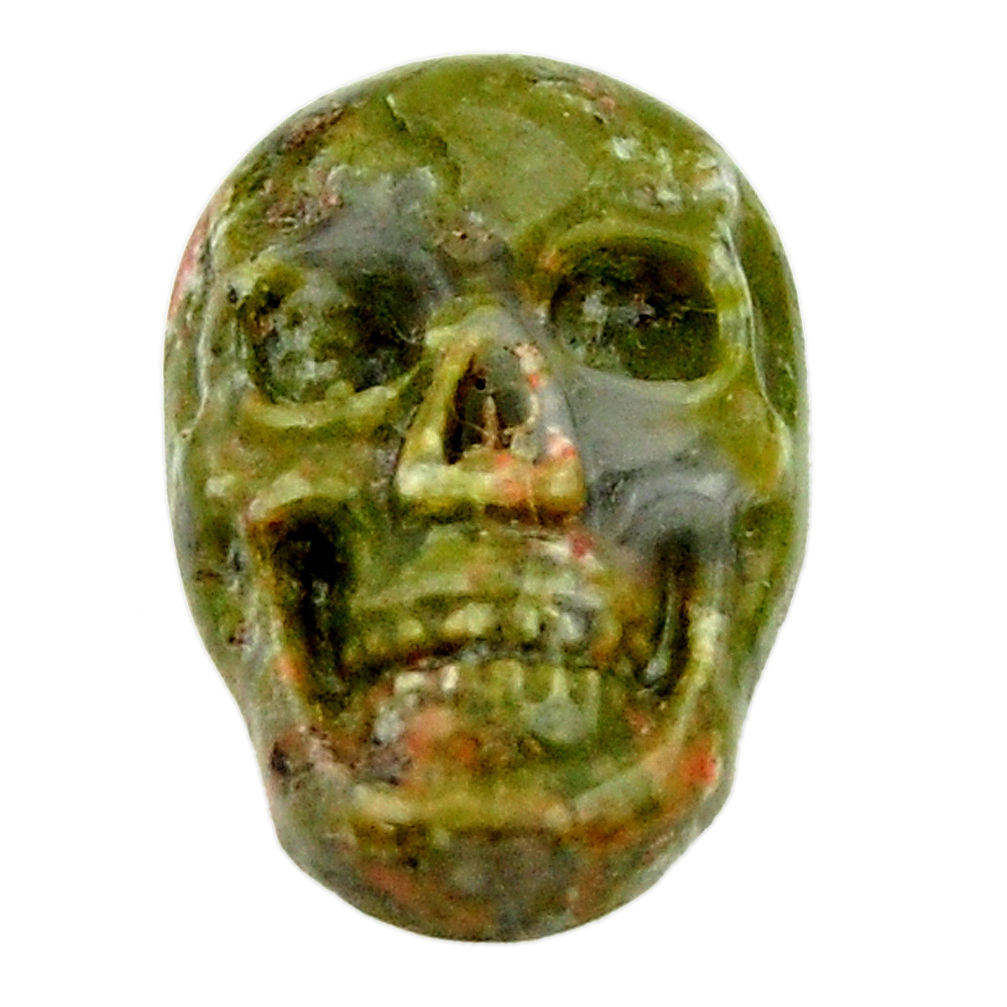 Natural 9.30cts unakite green carving 17.5x12 mm skull loose gemstone s18134