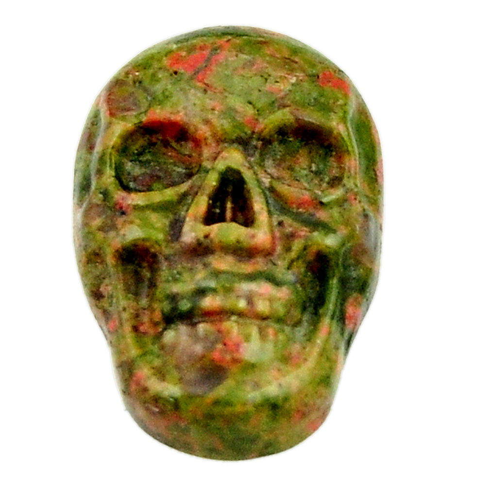 Natural 9.20cts unakite green carving 17.5x12 mm skull loose gemstone s18137