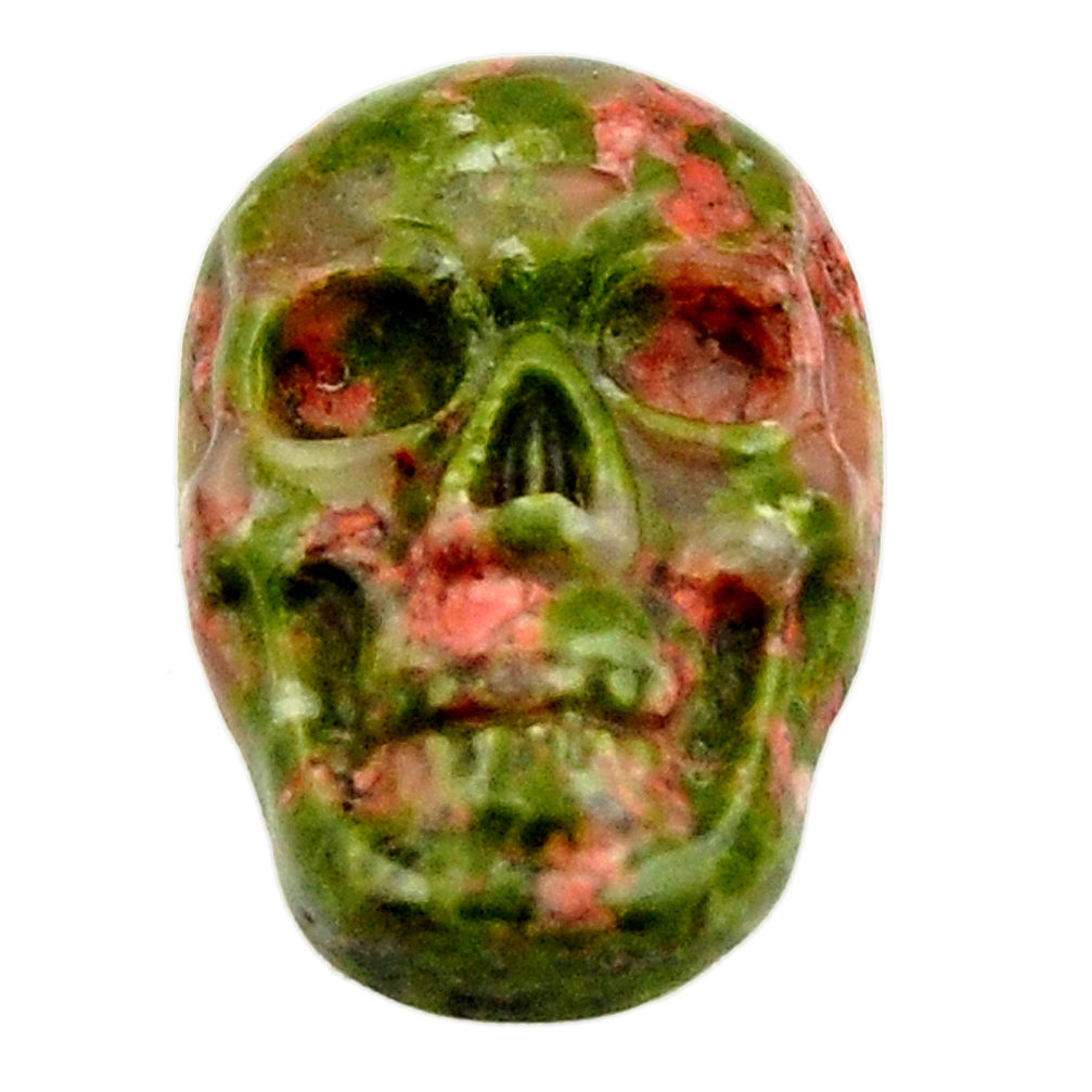 Natural 8.10cts unakite green carving 17.5x12 mm skull loose gemstone s18140