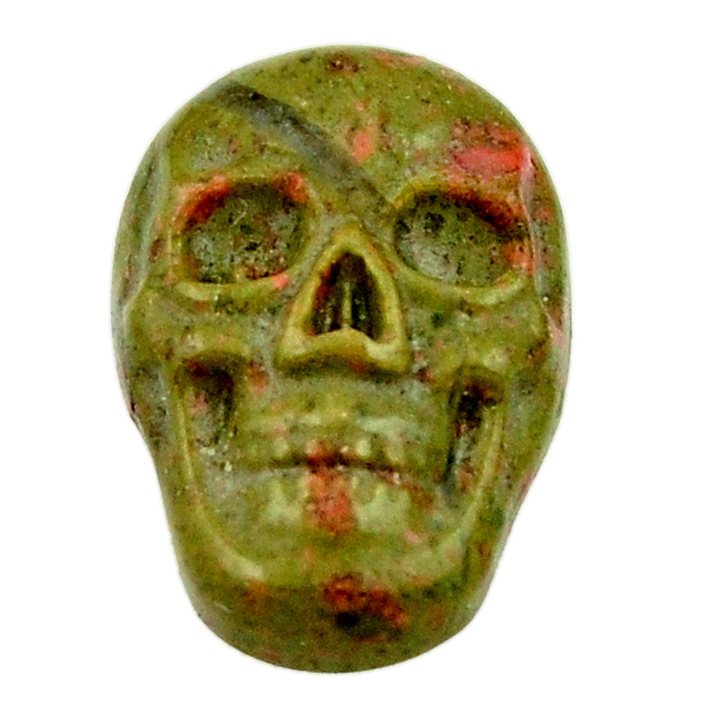 Natural 9.30cts unakite green carving 18x12 mm skull loose gemstone s18135