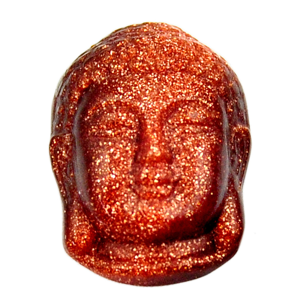 Natural ushnisha goldstone brown 21x15 mm buddha charm loose gemstone s18283