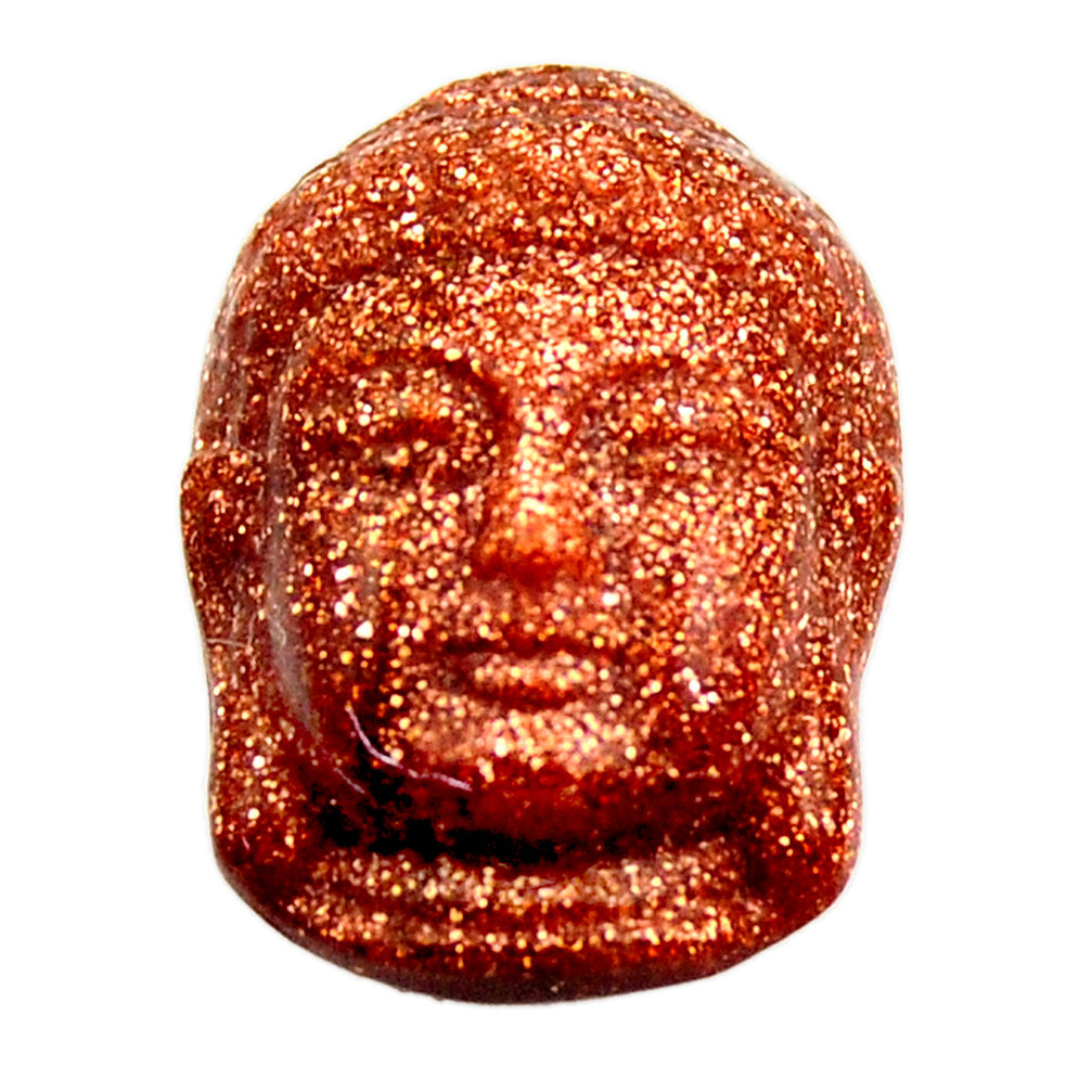 Natural ushnisha goldstone brown 22x15.5 mm buddha charm loose gemstone s18281